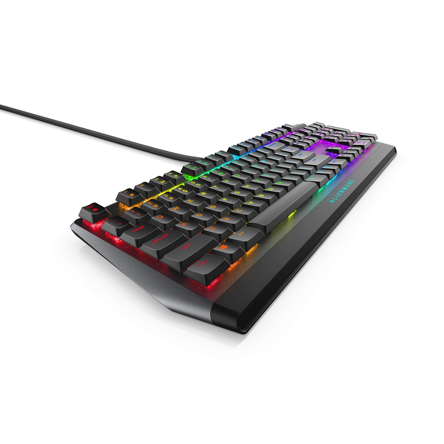 Alienware Low-Profile RGB Gaming Keyboard AW510K, AlienFx Per Key RGB LED Color Backlighting, Media CONTROLS & USB Passthrough, Cherry MX Low Profile Red Switches