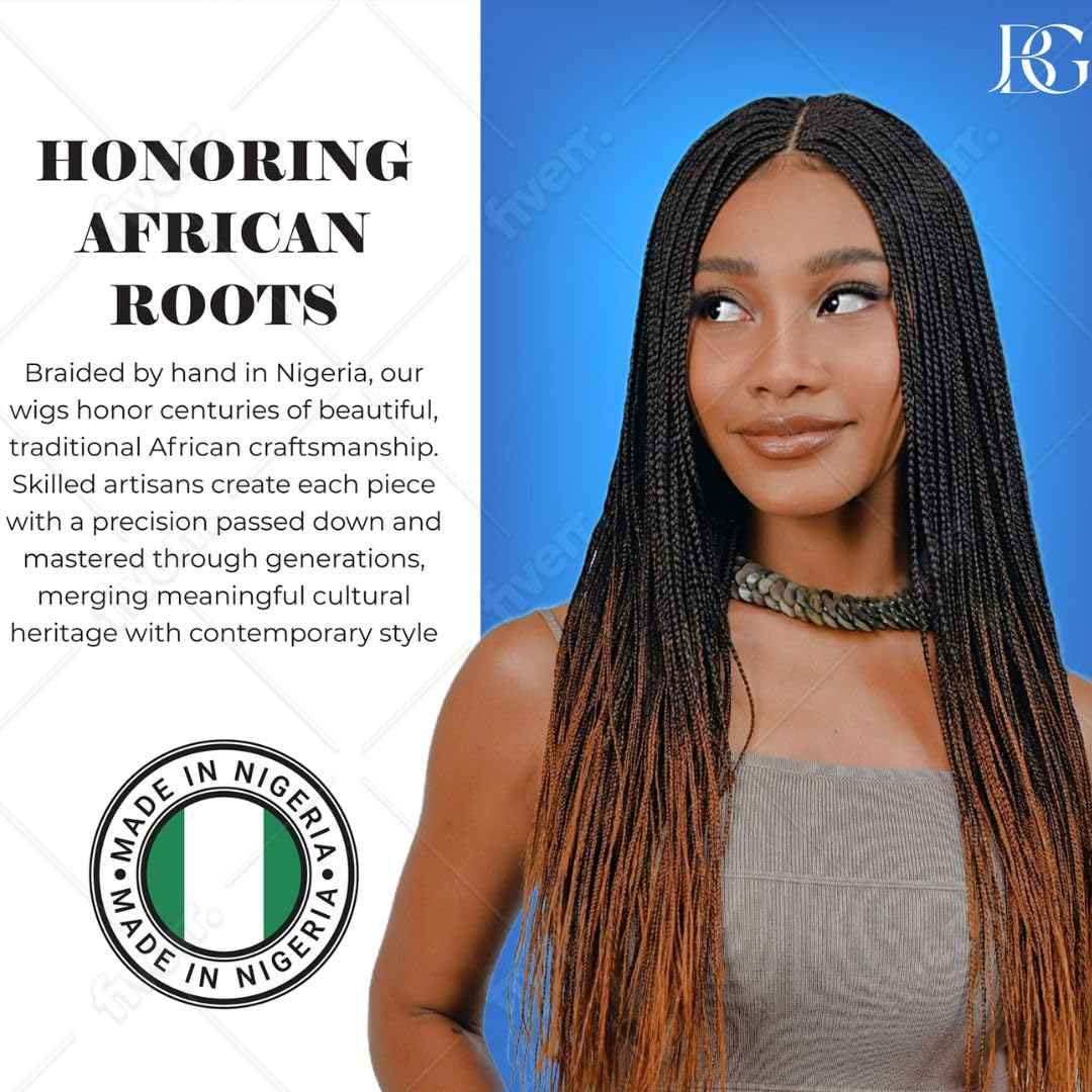 JBG SERVICES Twisted Wigs, 12-Inch Micro Million Twist Braided Wig - Light, Soft Braid Wigs for Black Women with Glueless 4X4 Lace Closure - No Tangle Synthetic Braids - Black 1