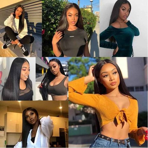 Straight Human Hair Bundles 12 12 14 14 Inch Trippy Hair Quick Weave 3 Bundles Human Hair 100% Unprocessed Raw Brazilian Virgin Hair Extensions for Black Women Natural Color