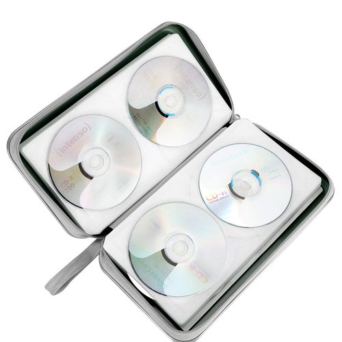 CD Case, Siveit DVD Case Holder 96 Capacity Hard Plastic CD DVD Disc Cases Storage Binder Wallet for Car Home Office Travel (Dark Green)