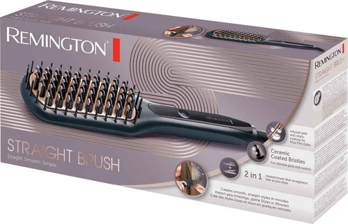 CB7400 of Remington Straight Brush, Ceramic Coated Bristles with Anti-Static Coating, Black