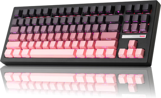 ZORNHER ZH870 Wireless Mechanical Gaming Keyboard,80% Pink & Purple Custom Creamy Sound Keyboard with Shine Through PBT Keycaps,Pre-lubed Linear Switches,Hot-Swappable,RGB Backlit,2.4GHz/USB-C/BT5.0