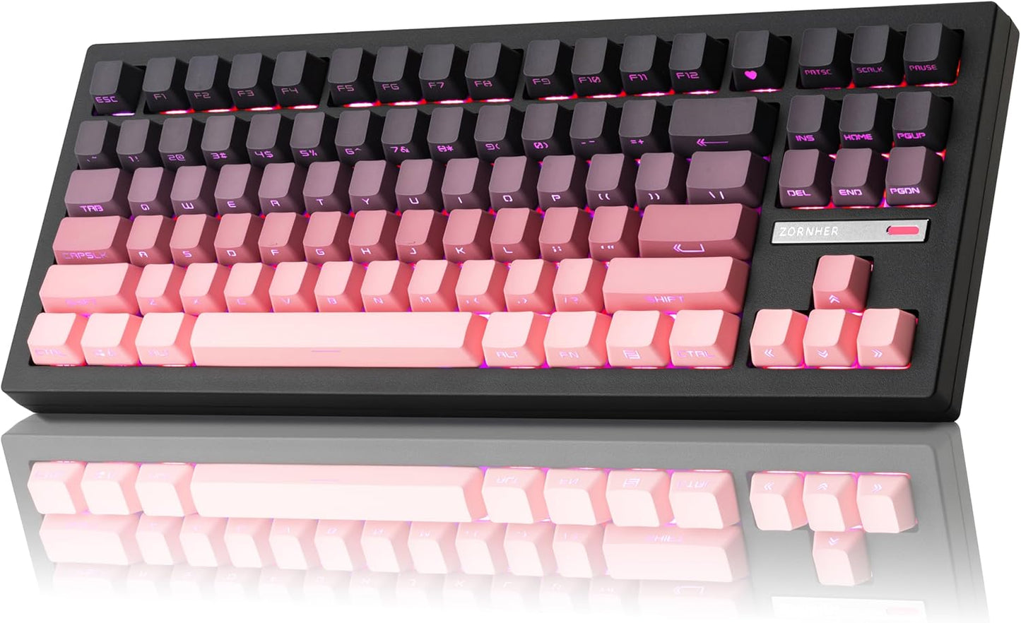 ZORNHER ZH870 Wireless Mechanical Gaming Keyboard,80% Green Custom Creamy Sound Keyboard with Shine Through PBT Keycaps,Pre-lubed Linear Switches,Hot-Swappable,RGB Backlit,2.4GHz/USB-C/BT5.0