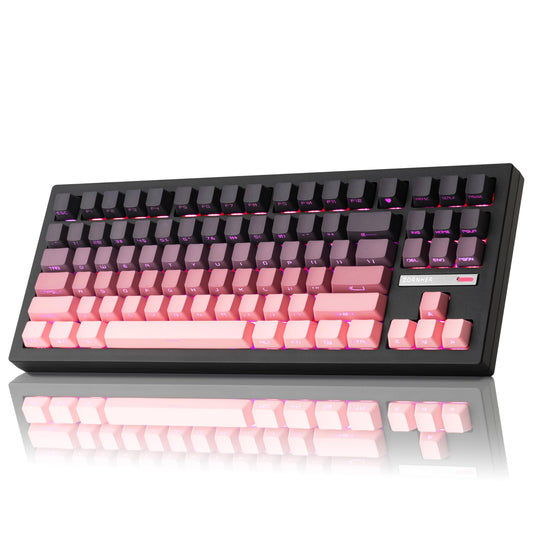 ZORNHER ZH870 Wireless Mechanical Gaming Keyboard,80% Pink & Purple Custom Creamy Sound Keyboard with Shine Through PBT Keycaps,Pre-lubed Linear Switches,Hot-Swappable,RGB Backlit,2.4GHz/USB-C/BT5.0