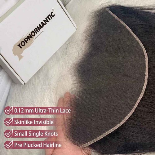 Topnormantic 13x6 Lace Frontal Body Wave, Invisible HD Transparent Swiss Lace Frontal Pre Plucked with Baby Hair 12A Grade Brazilian Human Hair with Small Single Knots Free Part 18 Inch