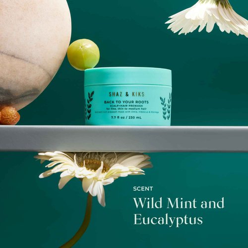 SHAZ & KIKS Essential Prewash Scalp+Hair Mask for Fine, Thin to Medium Hair | Deliver 35+ Essential Nutrients to Build Long-term Health | Stimulate Growth & Thicken Fine Strands | Color-Safe | 230ml