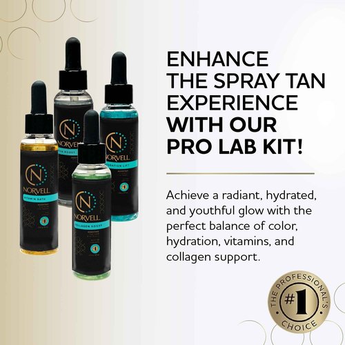 Norvell Pro Lab Kit – Professional Spray Tan Additives with DHA Boost, Hydration Lift, Collagen Boost & Vitamin Bath – Custom Sunless Tanning Results