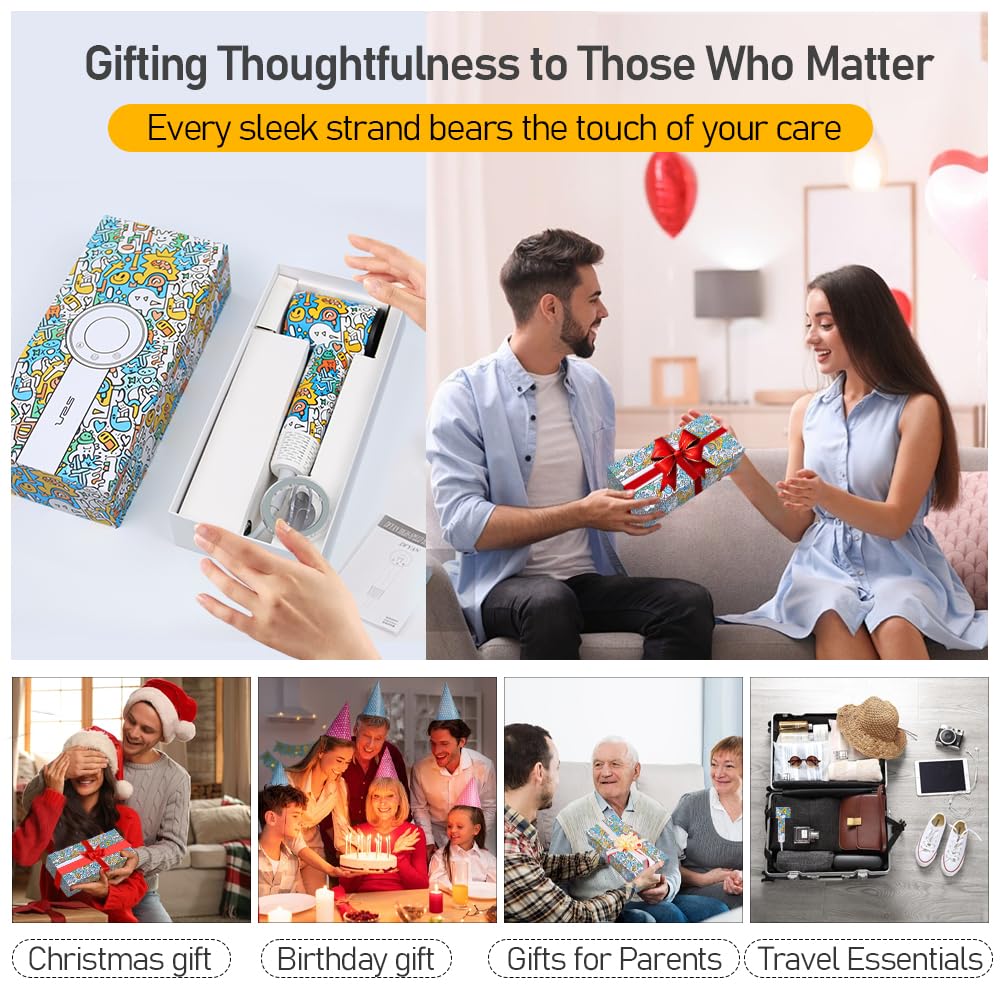 Professional lonic Hair Dryer - 275g Lightweight Travel Blow Dryer with Magnetic Suction Nozzle & Self-Cleaning Reverse Airflow, High-Speed Motor, HD LED Display, 51dB Quiet - Gift for Women/Men