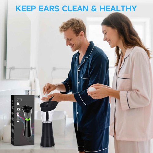 2025 New Upgraded ear cleaner earwax removal with One-Piece Waste Tank, Safe electric ear wax removal with Water Temperature Sensor,Ear Irrigation Kit & USB-A to C Cable