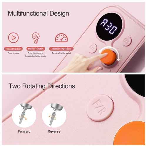 Cordless Rechargeable UV Nail Lamp & 30000RPM Pink Portable Nail Drill