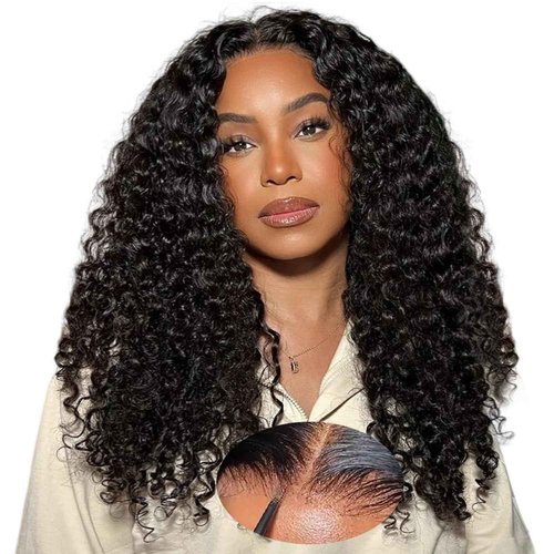 HENGROSE 5x8 Bob Wig Human Hair Glueless Wigs Human Hair Pre Plucked Pre Cut Deep Wave HD Lace Closure Wigs Human Hair 210% Density Wear And Go Glueless Wig (16inch)
