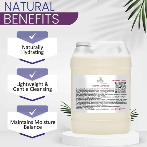 Cocojojo Coco Glucoside Natural Surfactant - Surfactants for Soap Making DIY Shower Gel, Skin Care, Body and Face Wash, Plant Derived, Natural - 1 Gallon (Pack of 1)