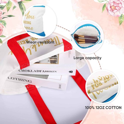 Clysee 24 Pcs Thank You Gifts Bulk for Women Inspirational Teacher Tote Bags Appreciation Canvas Makeup Bags Thank You Being Awesome Bag Christian Gifts for Teacher Nurse Graduation Coworker