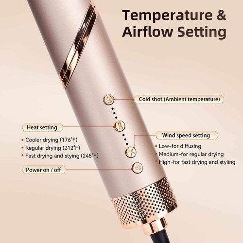 Hupifaz 5 in 1 Hot Air Styler and Blow Dryer Brush, Auto Wrap Airstyler with Diffuser, High Speed 110000 RPM Flex Hair Dryer, Fast Drying Multi Style for Straight, Volumize, Wavy and Curly