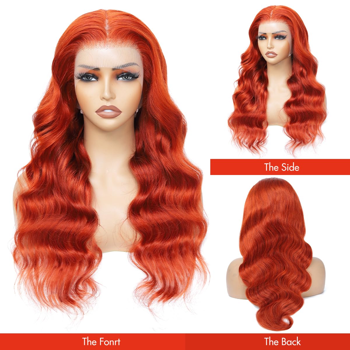 Ginger Lace Front Wigs Human Hair - 13x6 HD Body Wave Ginger Lace Frontal Wigs Human Hair Pre Plucked with Baby Hair, 180 Density Glueless Colored Wig Ginger Orange Wigs Human Hair for Women 22 inch