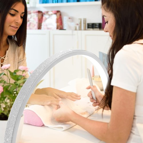 YINGJEE Half Moon Light Nail Lamp for Desk, Lash Light Led Nail Tech Lamp with Adjustable Brightness, Desk Lamp for Lash Eyelash Extension, Tattoo, Skincare, Eyebrows