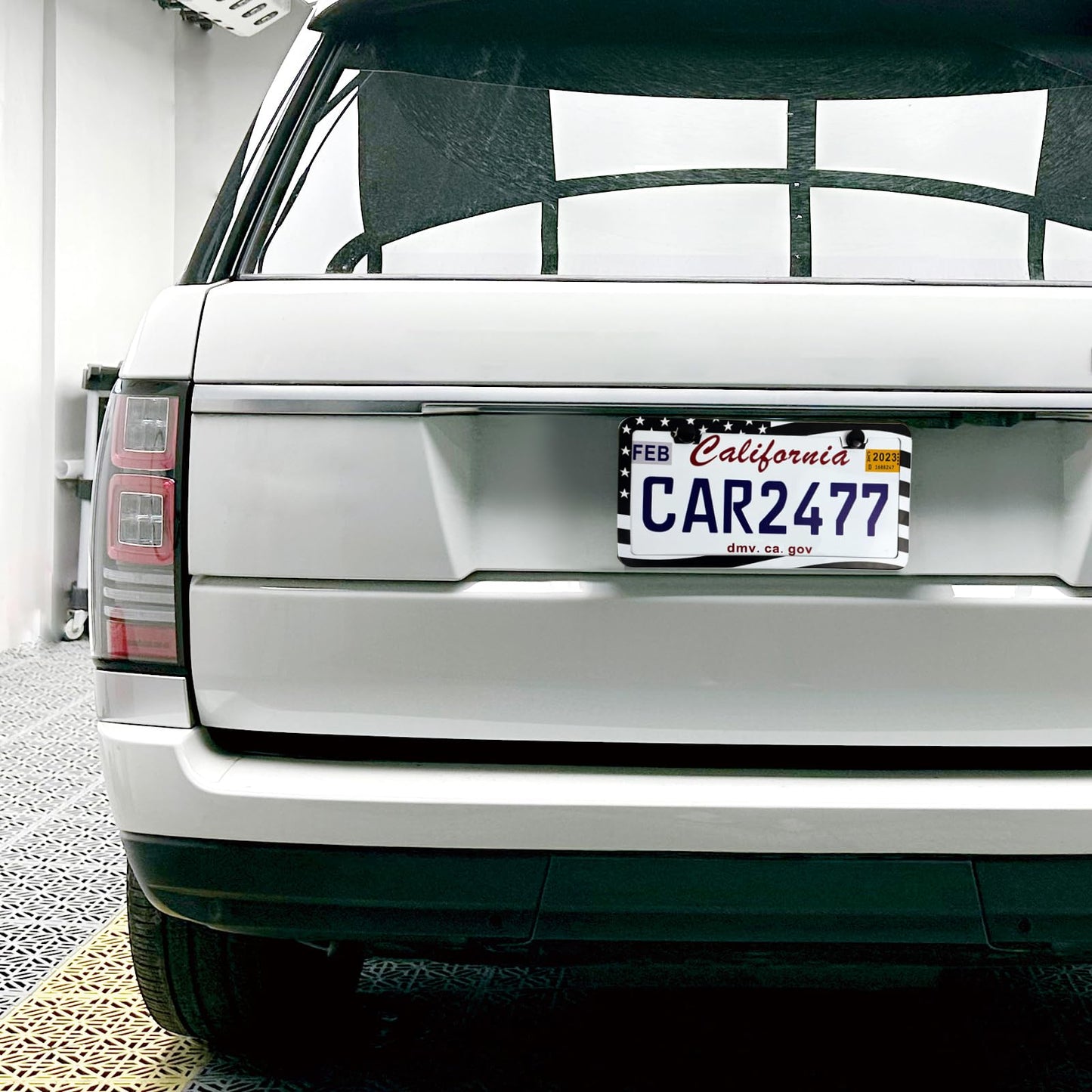 2PCS Premium American Flag License Plate Frame, Black License Plate Frames, 2 Holes Solid Stainless Steel License Plate Holder, Universal Car License Plate Frame for USA Flag, by Lengnoyp