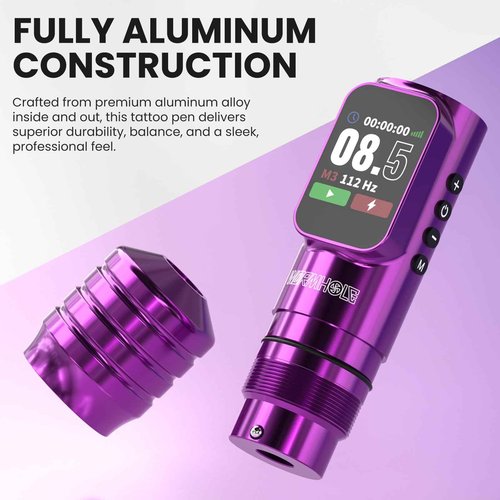 Wormhole Tattoo Gun Kit with Xtreme Tattoo Ink, Aluminum Alloy Wireless Tattoo Pen with Dot Working Mode for Professional Artist - Ink Cartridge System for Tattoos
