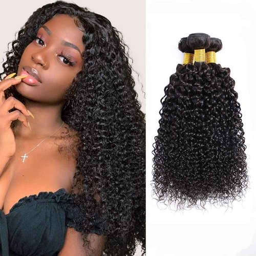 Kinky Curly Bundles 12A Virgin Brazilian Human Hair Bundles 18 20 22 Inch Natural Black Curly Weave Hair for Women