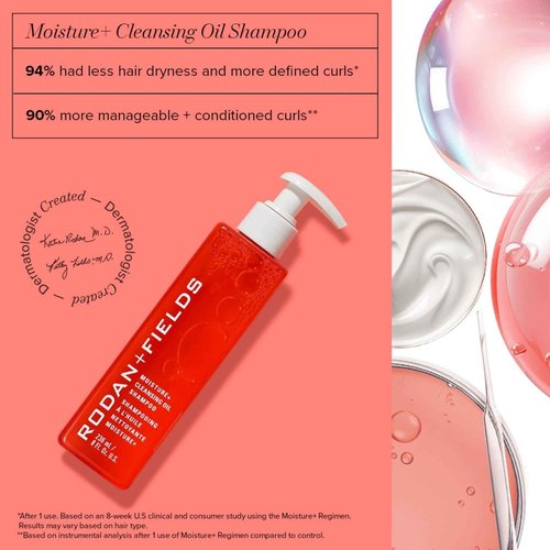 RODAN + FIELDS MOISTURE+ Cleansing Oil Shampoo | 8 Fl. Oz | Coconut Oil Infused Formula | Gentle Color Protecting Shampoo for Soft, Healthy Waves & Silky Hair | Beauty & Hair Care