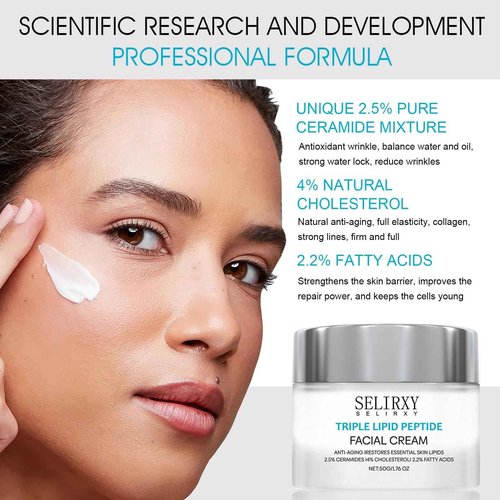 Triple Lipid Peptide Face Cream, Firming & Hydrating Moisturizer for Mature Skin, Supports Skin Barrier, Smooths Wrinkles & Improves Elasticity