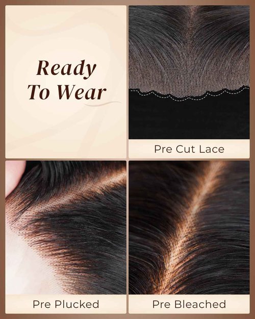 Arabella 5x6 Glueless Wigs Human Hair Pre Plucked Pre Cut Straight Wigs Human hair 230% Density No Glue HD Natural Color Lace Front Closure Ready to Wear Wigs 100% Human Hair For Black Women 16inch