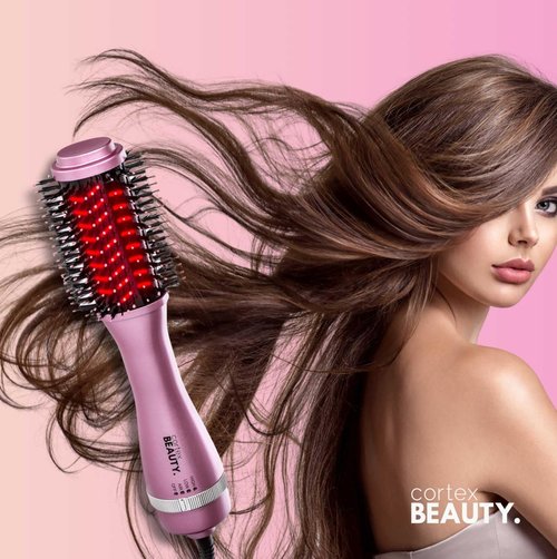 Cortex Beauty Infrared Infrared Volumizing Blowout Brush - blow dryer brush, round brush for blow drying, tools blow dryer brush, blow dryer with comb for black women, 2'' (Blush Pink)