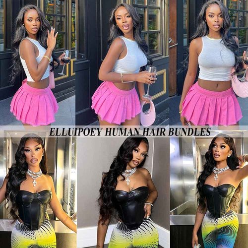 Human Hair Bundles Body Wave 16 18 20 Inch Bundles Human Hair 12A Brazilian Virgin 100% Unprocessed Quick Weave Hair Bundles for Black Women Natural Color