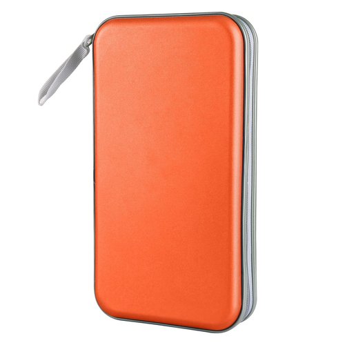 Siveit CD Case, DVD Case Holder 96 Capacity Hard Plastic CD DVD Disc Cases Storage Binder Wallet for Car Home Office Travel (Orange)