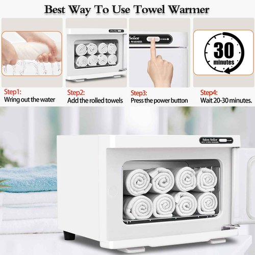 Salon Señor Hot Towel Warmer Cabinet 8L Towel Caddy for use in Facial Spas Salons and Home Use with Essential Oil Spot White