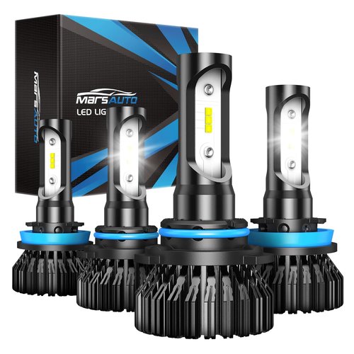 Marsauto H11 9005 Fog light Combo, [Upgraded&Brightest] Super Bright H9 H8 HB3 Off-Road Use or Fog Light Bulbs,6000K White Non-Polarity Plug and Play, Pack of 4