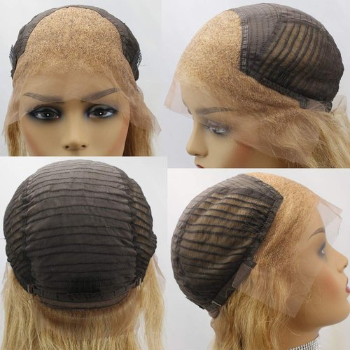 Dreambeauty #18 Pure Blonde Color Lace Front Human Hair Wig for Women Brazilian Remy Glueless Full Lace Human Hair Wig with Baby Hair Pre-Plucked Natural Hairline (20 inch, Lace Front)