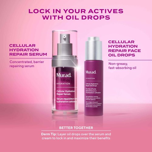Murad Cellular Hydration Repair Oil Drops – Hydrating Facial Oil for Dry, Dehydrated Skin – Strengthens Skin Barrier, Boosts Radiance & Smoothness – Lightweight, Fast-Absorbing Formula – 1.0 oz