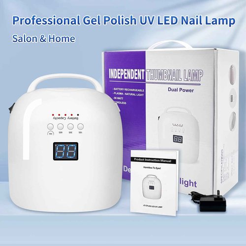 BIDUO UV LED Nail Lamp, 86W Rechargeable Cordless Nail Dryer, 52 Lamp Beads 4 Timers Settings & Auto Sensor, Professional Gel Polish UV LED Nail Light for Salon & Home (White)