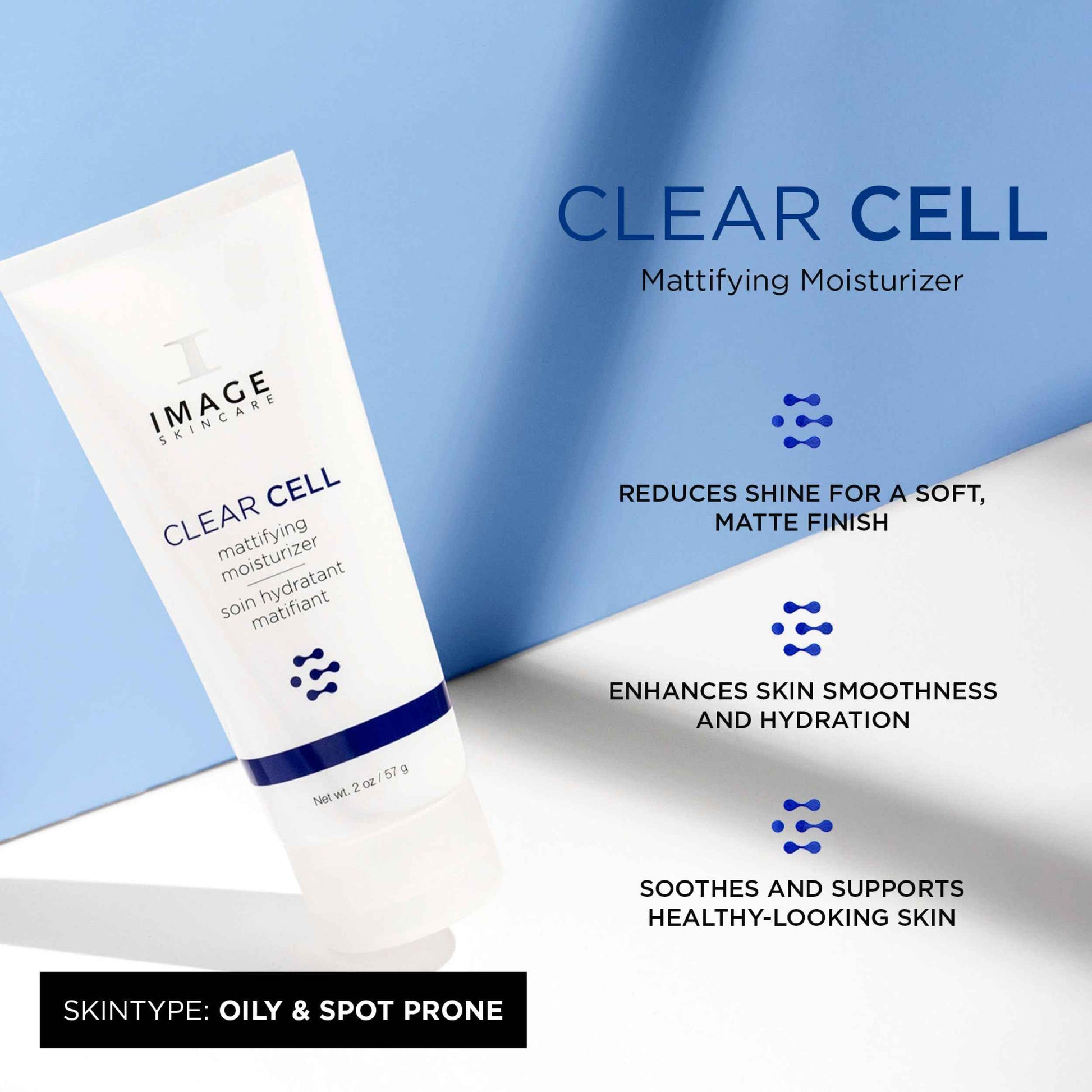 IMAGE Skincare, CLEAR CELL Mattifying Moisturizer, Facial Lotion Hydrates Oily Prone Skin, Removes Excess Shine, 2 oz