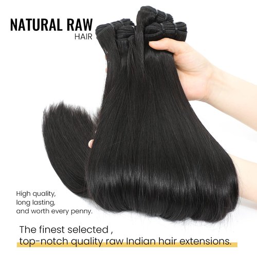 Urbeauty Raw Bundles Human Hair, No Tangle Shedding, Keep Texture Silky Soft after 89 Times Washes, 16A Raw Indian Hair Bundles Triple Lifespan Chemical Free Unprocessed Natural Raw Hair