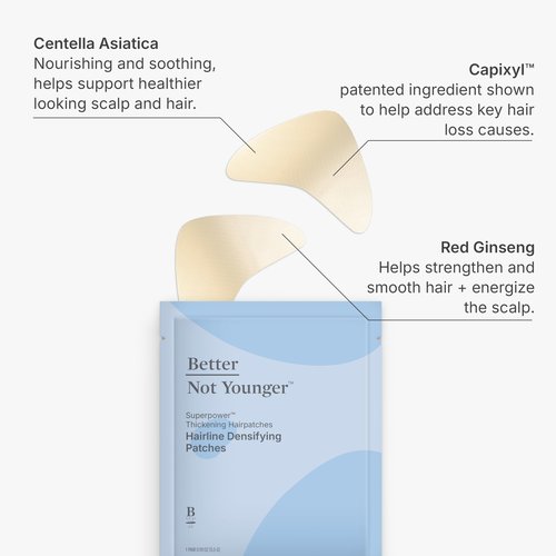 Better Not Younger Superpower™ Thickening Hair Patches for Women 40+ – Hydrogel Hair Regrowth Treatment for Thinning Hairline & Temples. Infused with Capixyl™ & Plant Extracts for Thicker, Fuller Hair