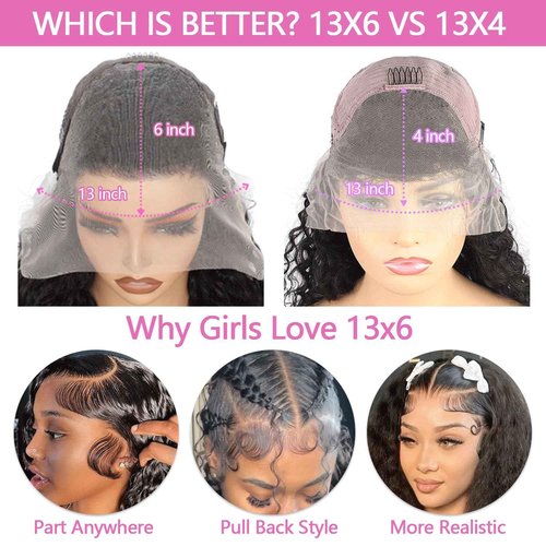 BunnyQ 24 Inch Water Wave Lace Front Wigs Human Hair 13x6 HD Lace Frontal Wigs Pre Plcked Deep Part Curly Wig for Women 200% Density Water Wave Lace Front Wigs With Baby Hair