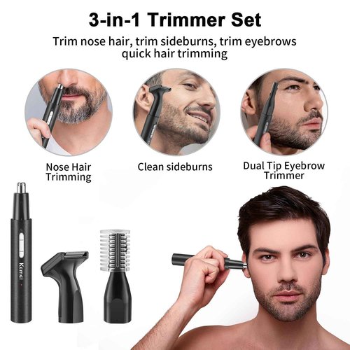 KEMEI Professional Hair Clippers for Men, Cordless Barber Clipper Beard Trimmer Foil Shaver Nose Eyebrow Ear Trimmer Set, USB Charging Complete Electric Hair Cutting Kit with 11 Guide Combs