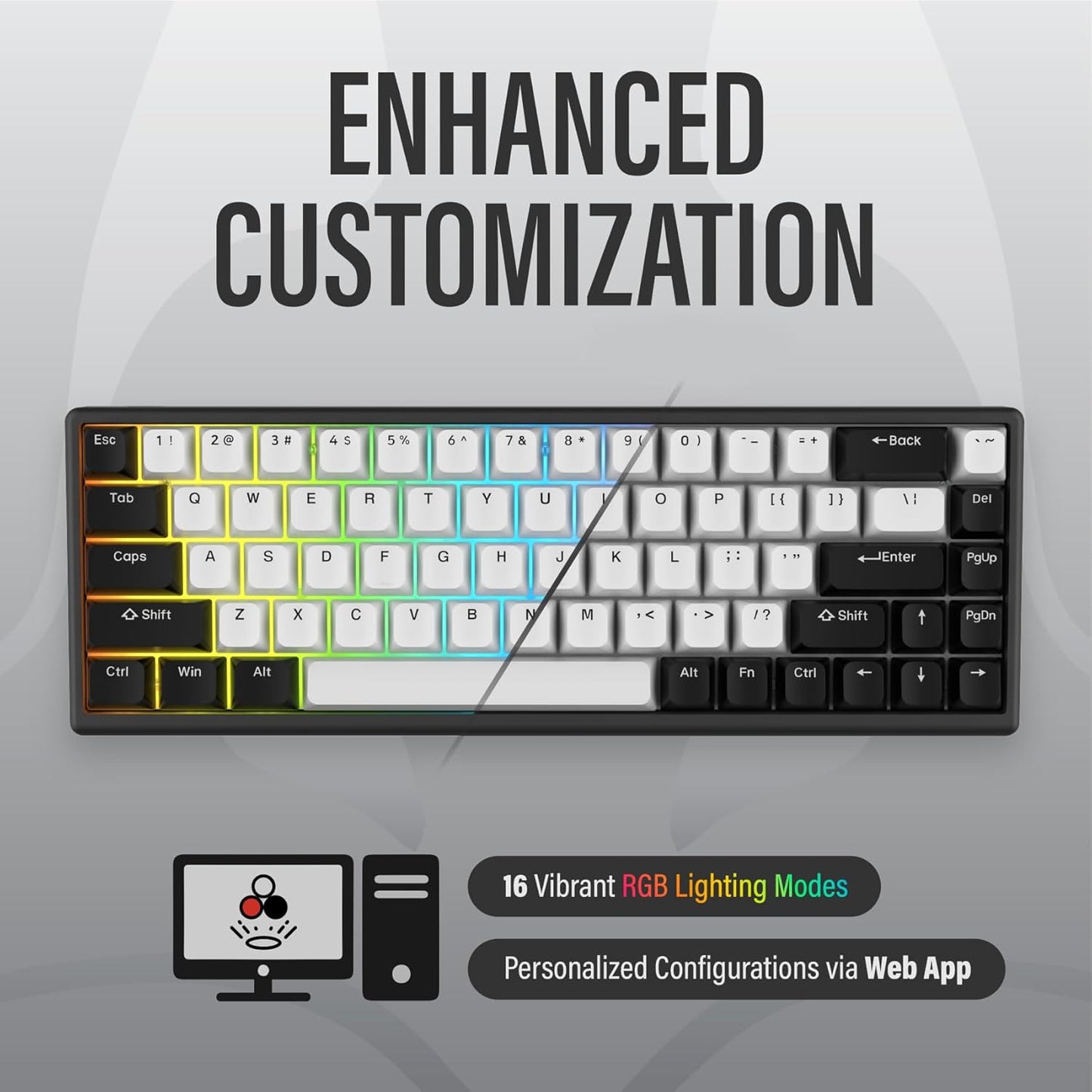 ARBITER Polar 65 - CNC Magnetic Gaming Keyboard w Rapid Trigger, Hall Effect Switches, CNC Aluminum Frame, Rapid Key, 65% Compact, Bright RGB, Dual-Shot PBT Keycaps - Kumo Blue