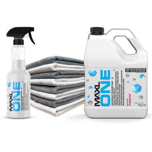 MAXLONE ™ Car Spray with Triphene® Technology, Quick Spray & Wipe Waterless Detailer - Clean, Shine, Protect Paint, Glass, Wheels, Trim Without Pre-Washing (20oz, 1 Gallon with 8 Micro Fiber Cloth)