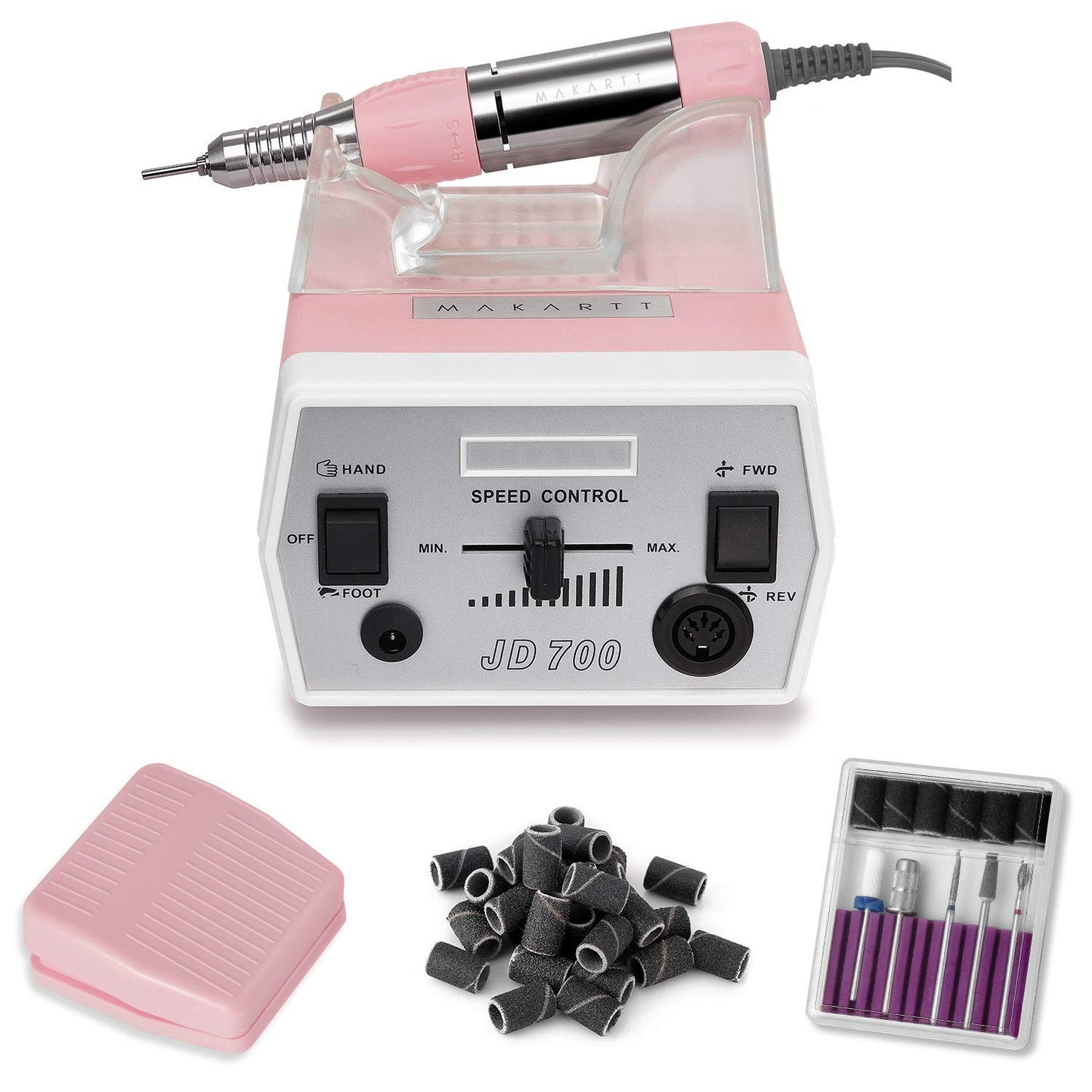 Makartt Poly Nail Extension Gel, 15ML Nude Nature with Pink JD700 Professional Nail Drill Machine Bundle