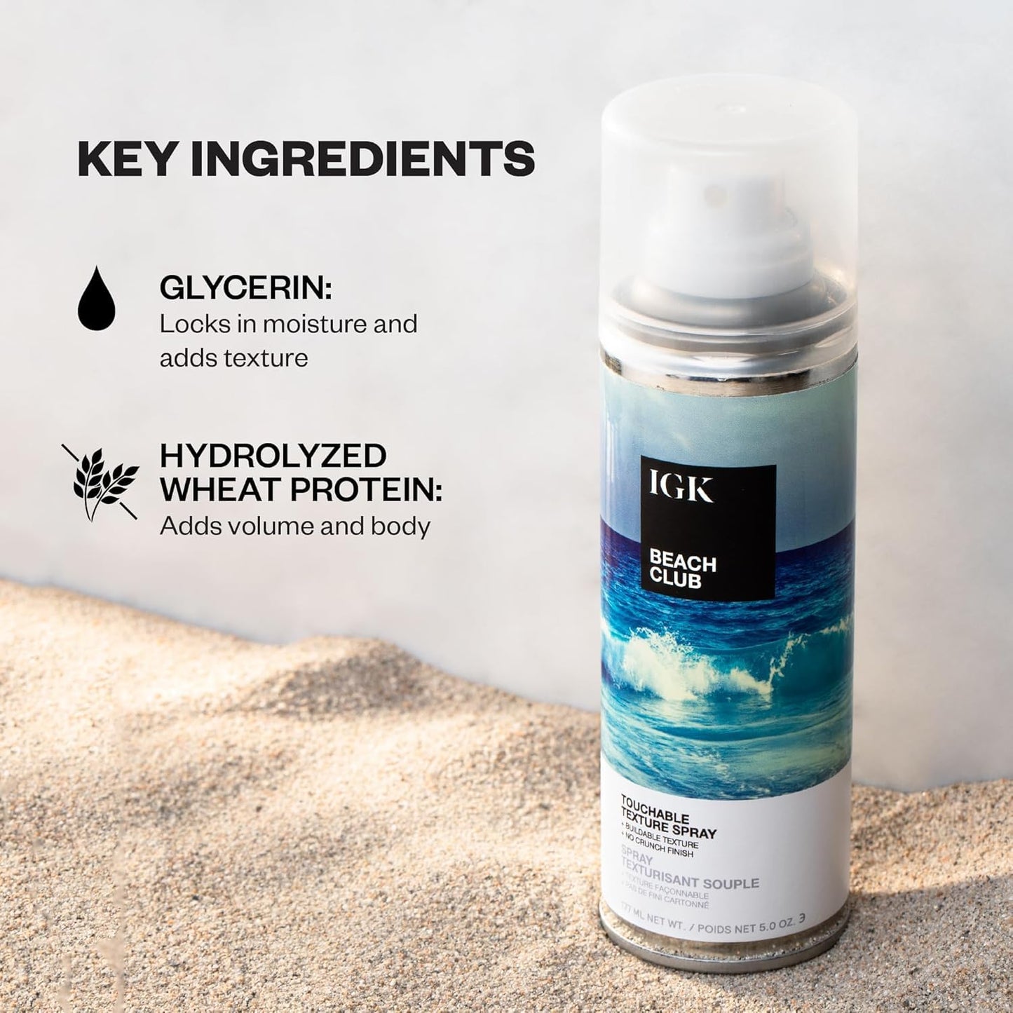 IGK BEACH CLUB Touchable Texture Spray | Hold + Volume + Lightweight | Vegan + Cruelty Free | 5.0 oz (Pack of 2)