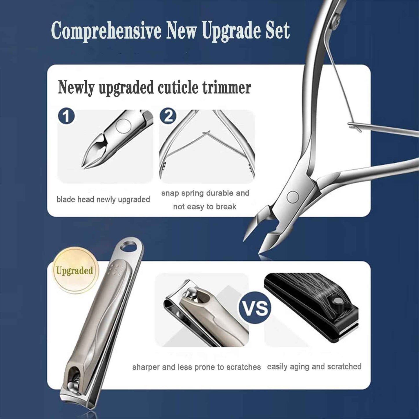 KT-GARY Manicure Set,Professional Nail Care Manicure Pedicure Kit,11 in 1 Stainless Steel Nail Clipper Set Grooming Tool with Exquisite Leather Travel Case for Men&Women