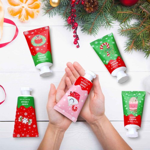 Loopeer 72 Pcs Christmas Hand Cream Gifts Bulk Christmas Mini Hand Lotion Xmas Stocking Stuffers Gifts Travel Size Mini Creams Moisturizer Cream Xmas Party Favors for Dry Skin Women Men Mom Employee