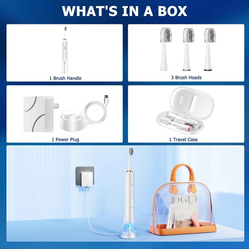 OILSAO Electric Toothbrush with Water Flosser, Professional Sonic Flossing Toothbrush with 5 Brush Modes & 3 Floss Speeds, 500ML Electric Flosser Combo for Teeth Cleaning,White