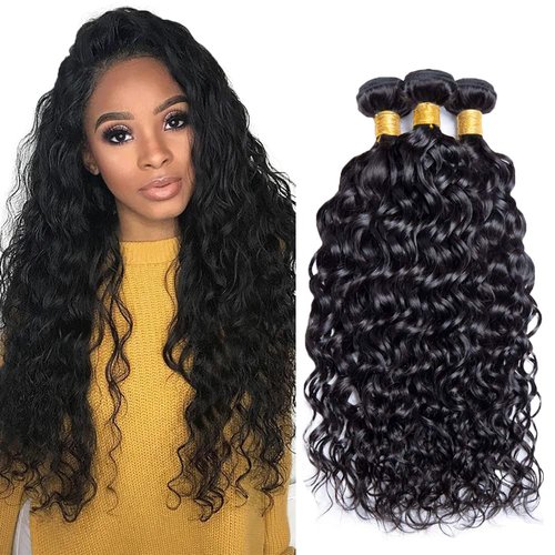 Water Wave Bundles Human Hair #1B Water Wave Bundles 20 22 24 inch Human Hair Bundle Natural Black Color