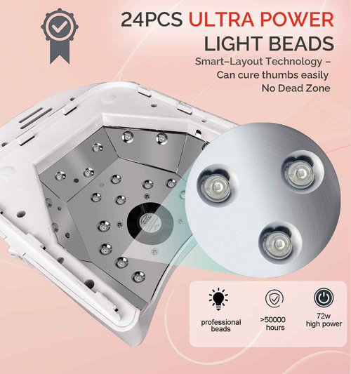 Cordless LED UV Nail Lamp,Professional Uv Llight for Gel Nails,OBEEGOO Nail Dryer for Acrylic Gel,Curling Lamp for Beauty Salon (White)