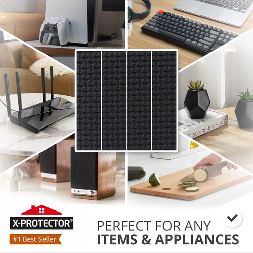 X-PROTECTOR 8 PCS Non-Slip Furniture Pads 1' x 4' Rubber Grips Self-Adhesive Floor Protectors