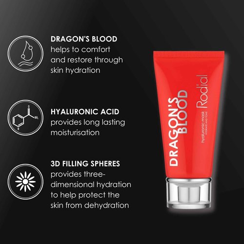 Rodial Dragons Blood Hyaluronic Mask, 1.7 fl. oz. - Moisturising Formula with Hyaluronic Acid for Dehydrated Skin, Soothing and Nourishing Face Mask for Plumped Complexion